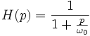 H(p)=\frac{1}{1+\frac{p}{\omega_0}}\ 